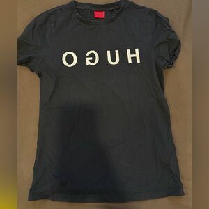 HUGO Black Tee with White Reverse Logo